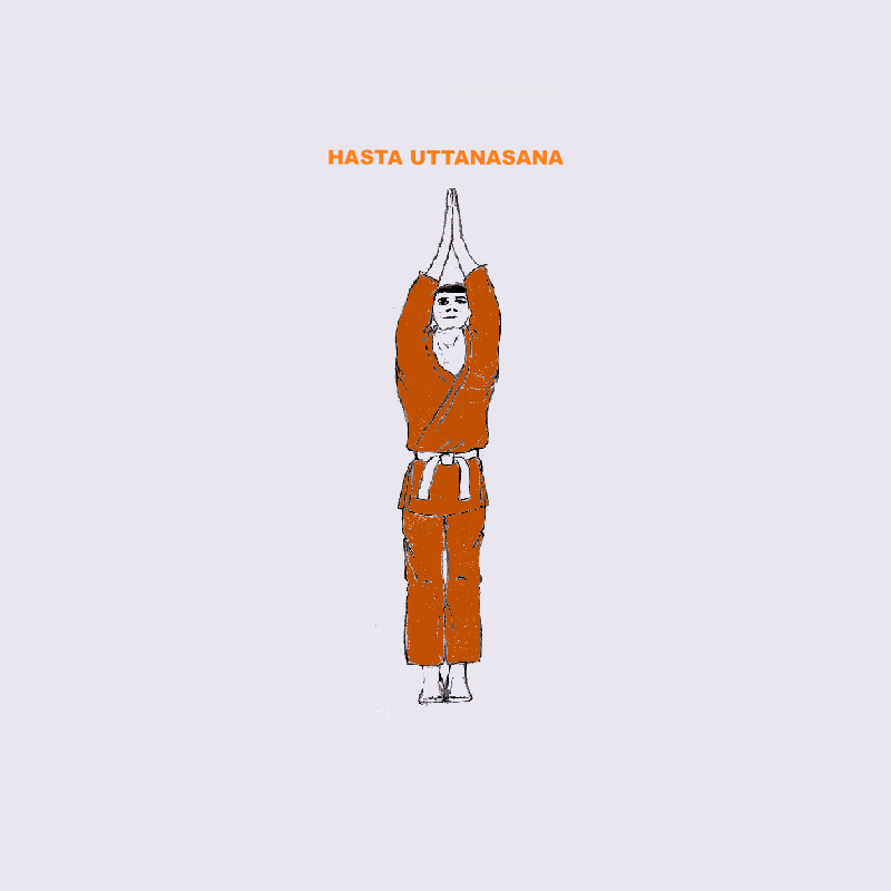 Surya Namaskara pose Hasta Uttanasana, standing both hand raised in the Yoga Asana, Meditation and Mudra -2